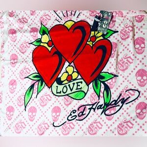 Ed Hardy Pink Skull Print Scarf - Size 42in X 42in